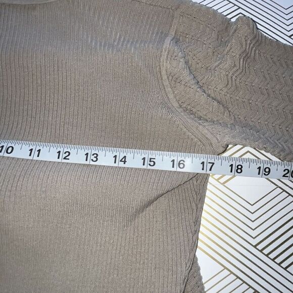 SIGRID OLSEN Cardigan Wmn Size S Silk Cotton Ribbed Embroidered Tie Front Beige - Picture 9 of 10